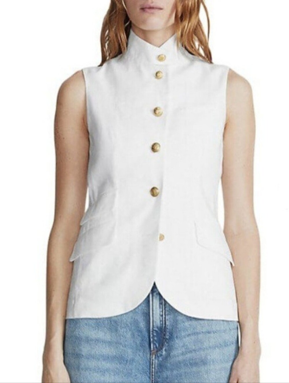 Rag & Bone White Sleeveless Vest Size 2 Military Quiet Luxery